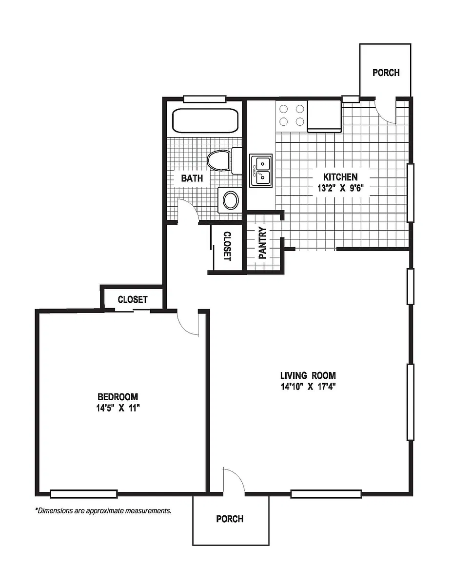 Floor plan 1 Bedroom 1 Bath B