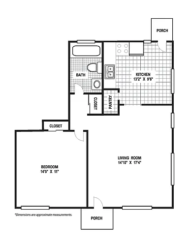 Floor plan 1 Bedroom 1 Bath B