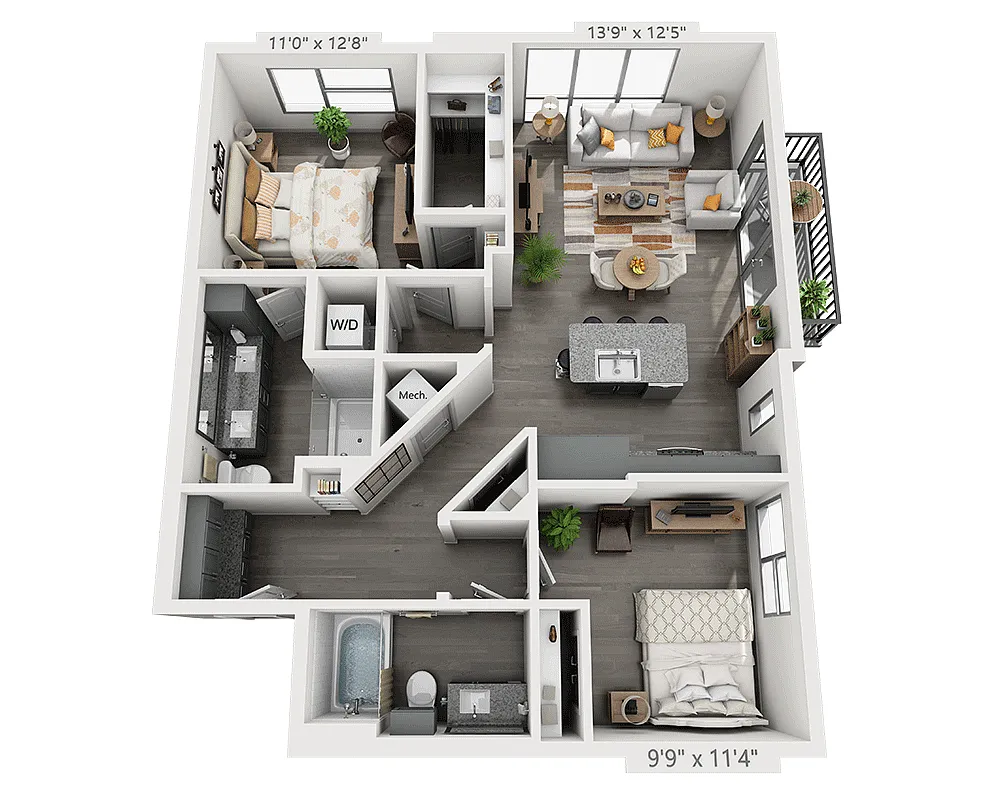 Floor plan Two Bedroom B2C-II