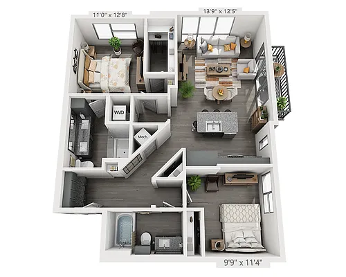 Floor plan Two Bedroom B2C-II