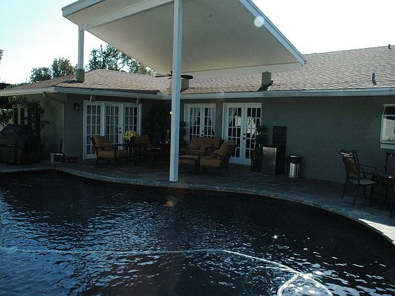 pool deck facing south