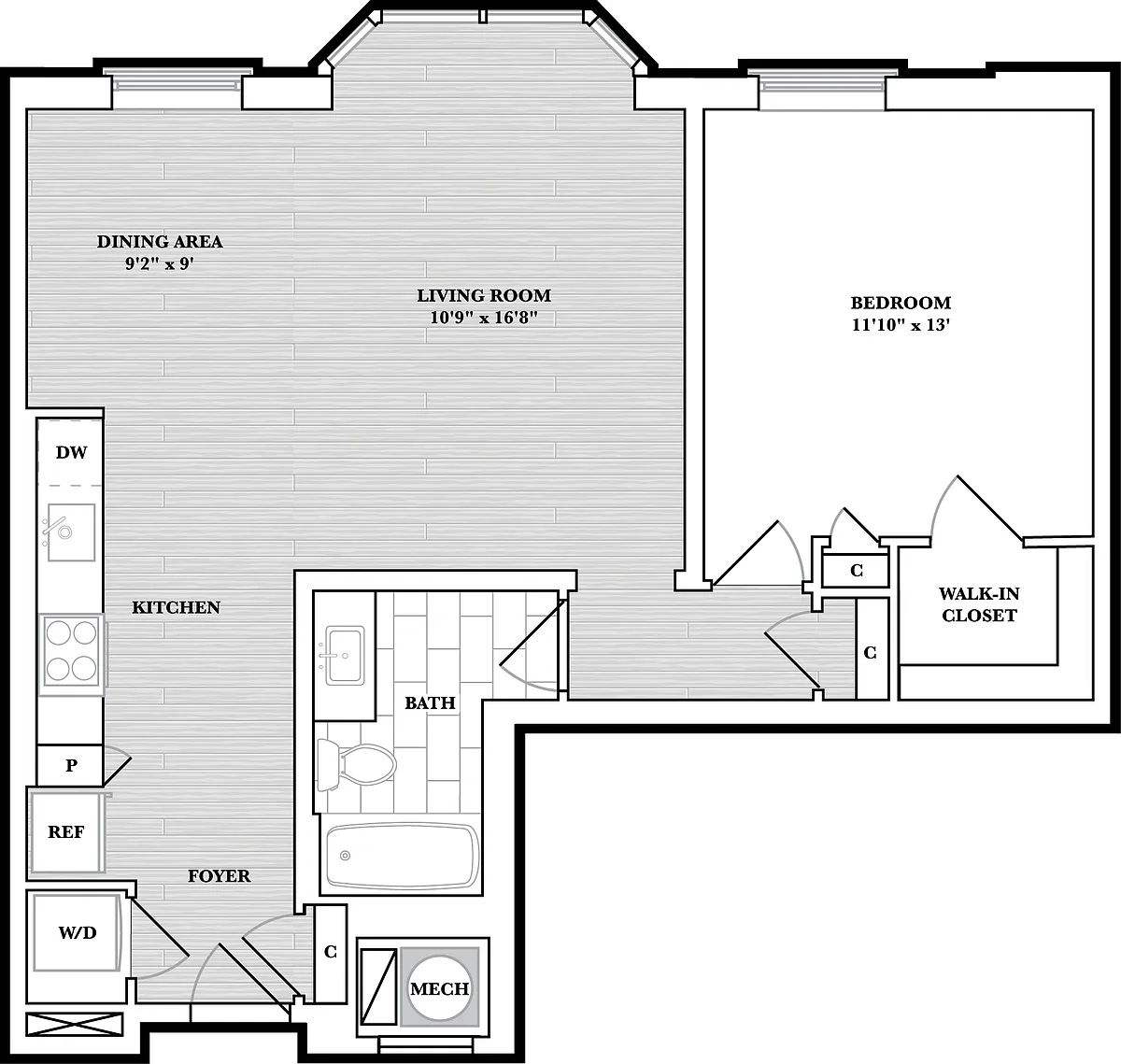 Floor plan 1 Bed/1 Bath