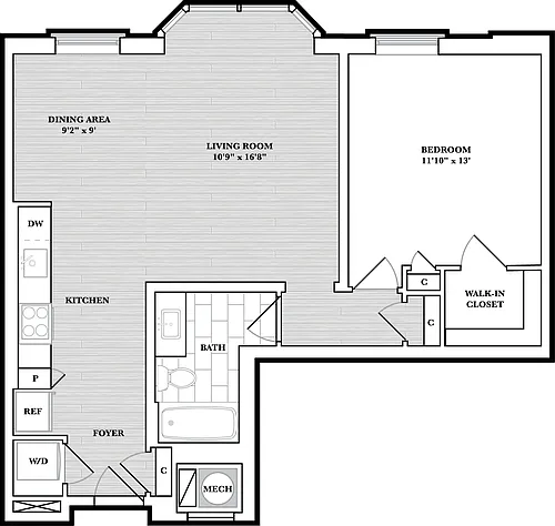 Floor plan 1 Bed/1 Bath