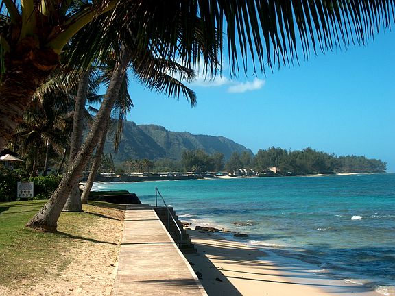 View west at seawall