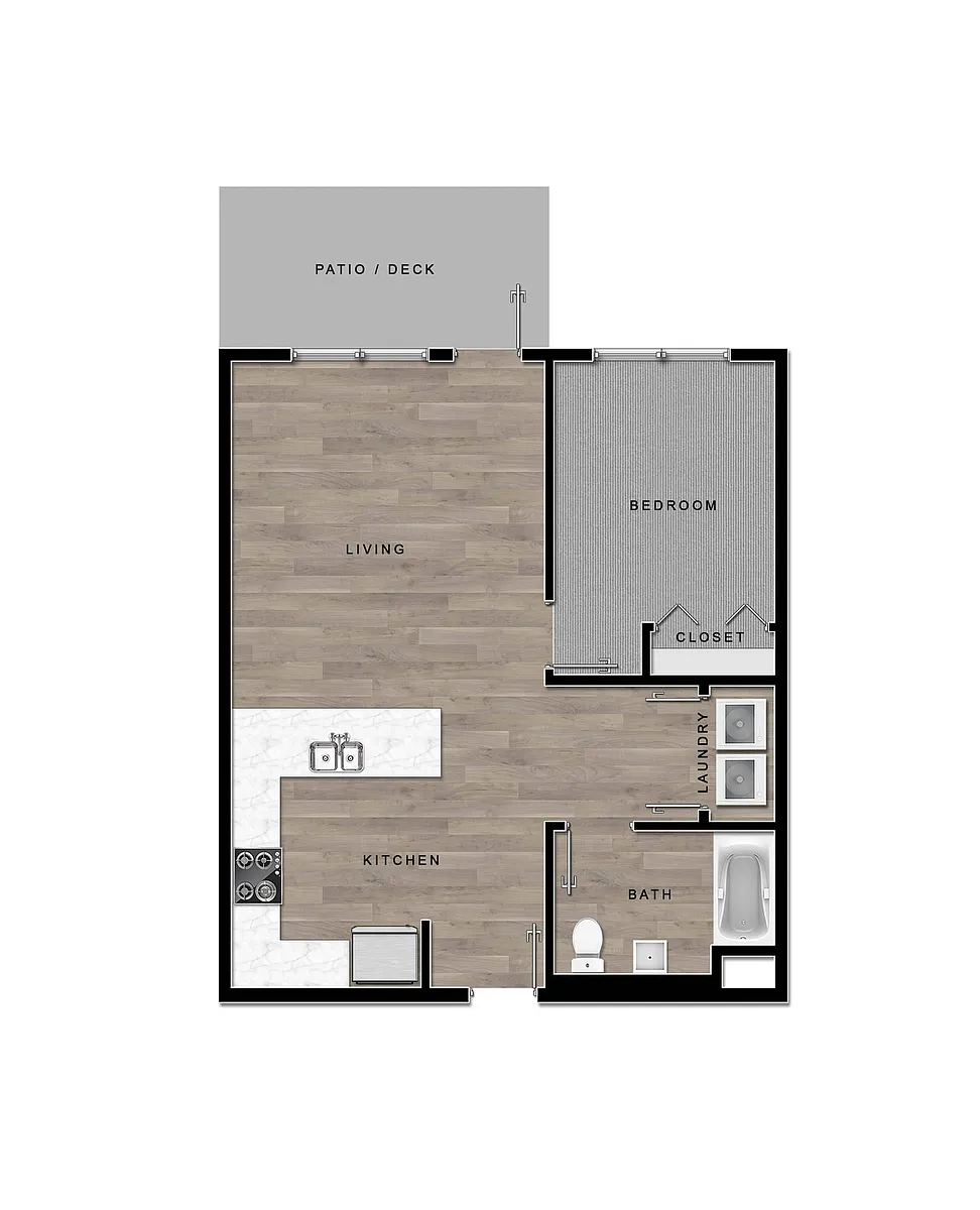 Floor plan Oak 1-Bedroom Flat
