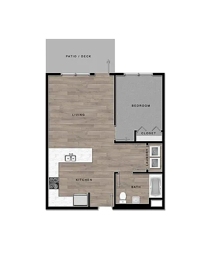 Floor plan Oak 1-Bedroom Flat