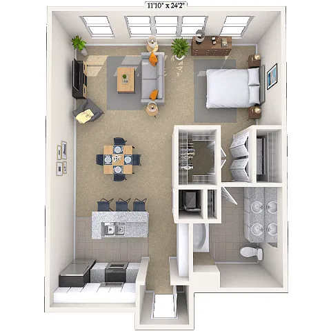 Floor plan Studio 0x1-793 SF-FP