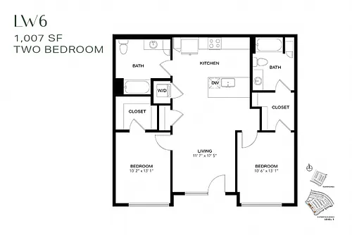 Floor plan Two Bedroom Live Work LW6