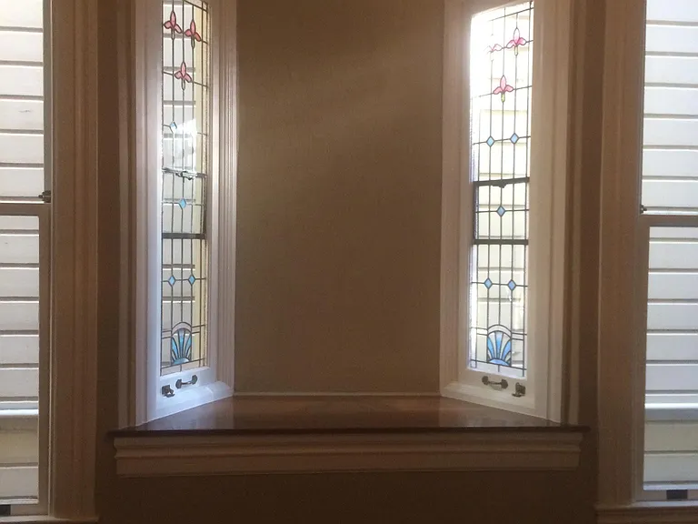 2nd bedroom leaded glass bay window