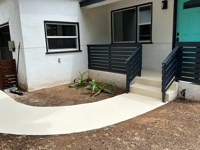 Nice front yard with private fence