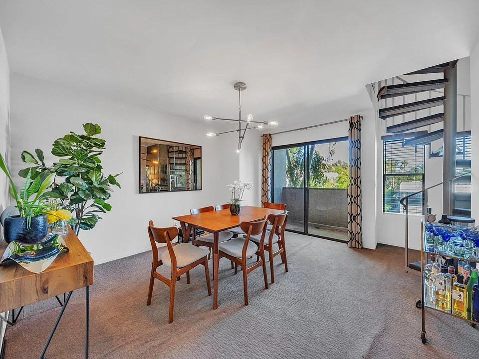 Dining room, second balcony, and spiral staircase