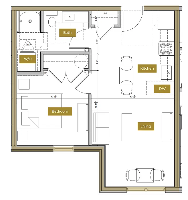 Floor plan 1 Bedroom Floor Plan C | Lofts North