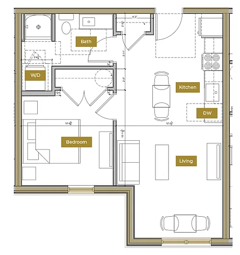 Floor plan 1 Bedroom Floor Plan C | Lofts North