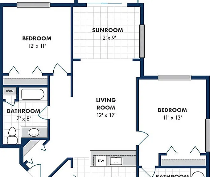 Floor Plan D | Riverwood Apartments | Apartments in Kenosha, WI Floor Plan D | Riverwood Apartments | Apartments in Kenosha, WI