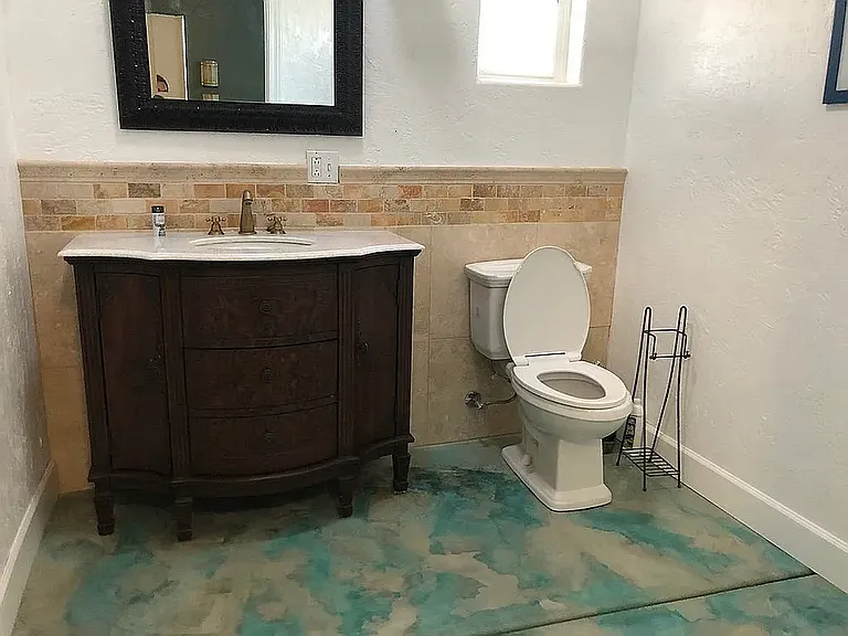newly renovated spacious master bathroom -