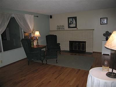 Gas fireplace in living room.
