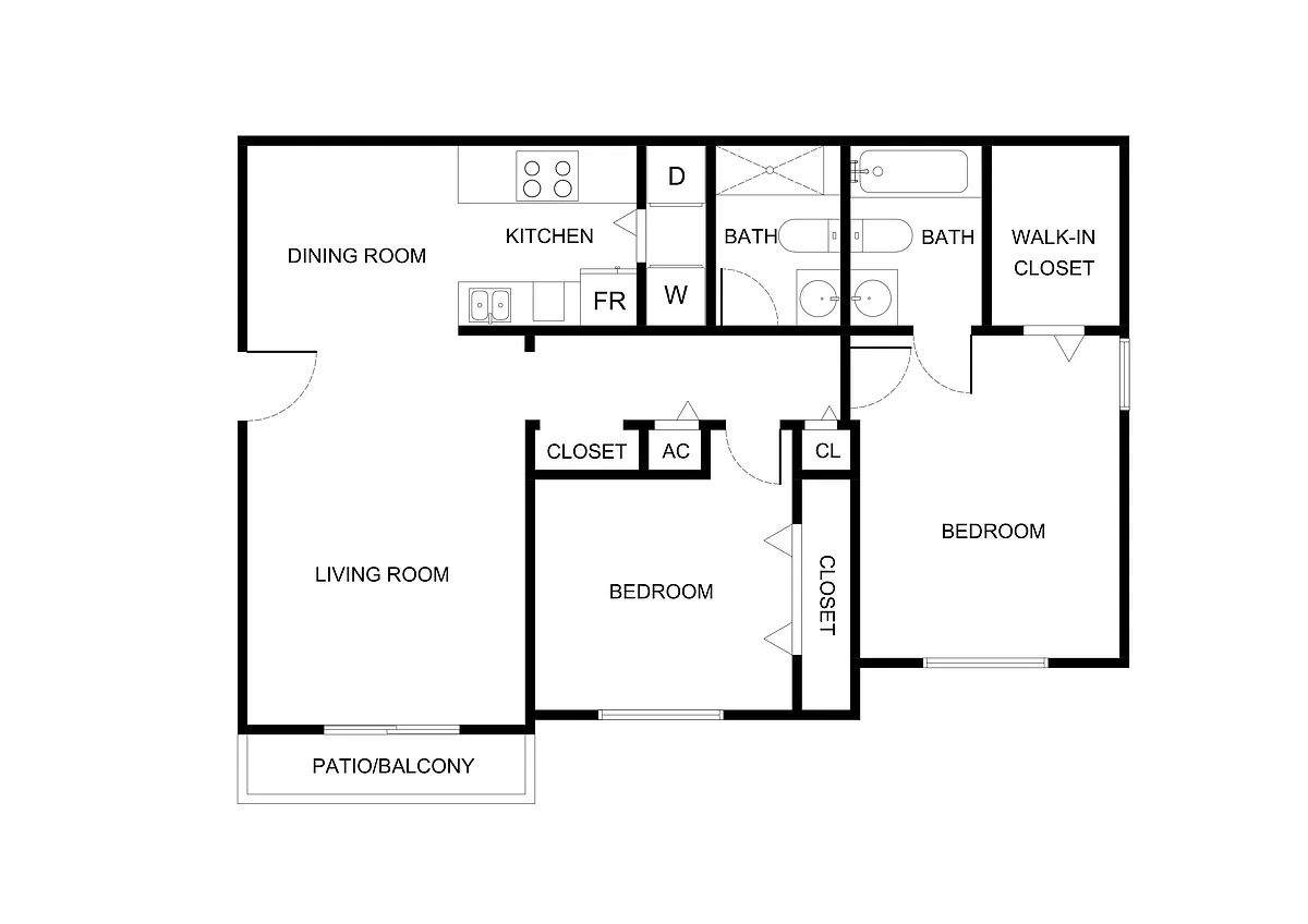 Floor plan Two Bedroom 60%