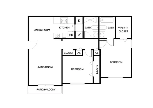 Floor plan Two Bedroom 60%