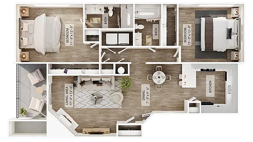 Floor plan 2BR/2BA - C