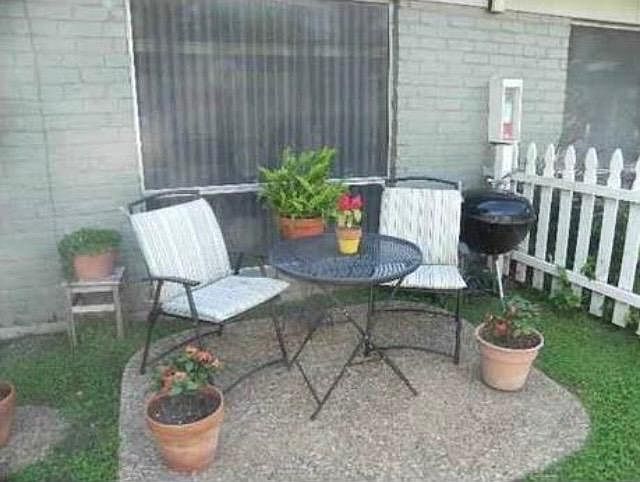 Patio space with hose connection