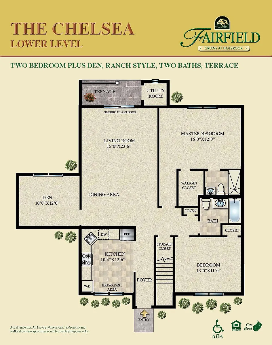 Floor plan 2BR 2BTH PLUS DEN CHELSEA