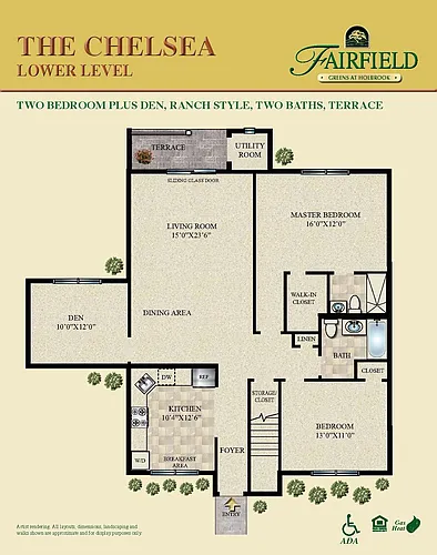 Floor plan 2BR 2BTH PLUS DEN CHELSEA