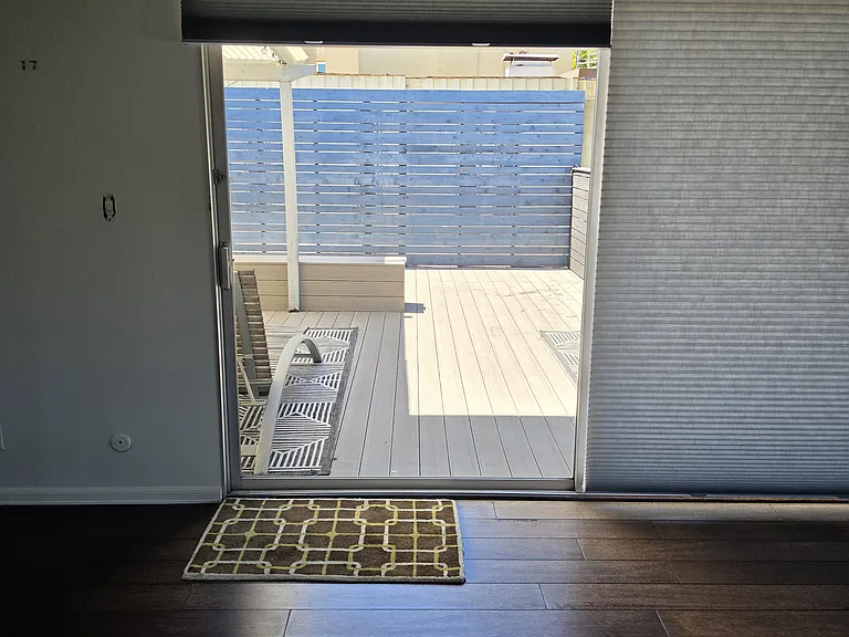 Private deck from living room