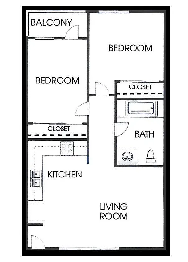 Floor plan 2 Bed/ 1 Bath