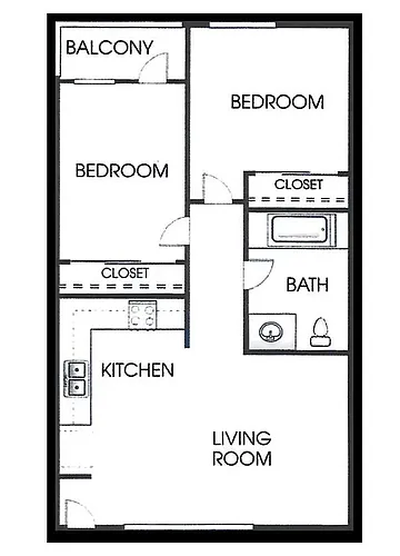 Floor plan 2 Bed/ 1 Bath