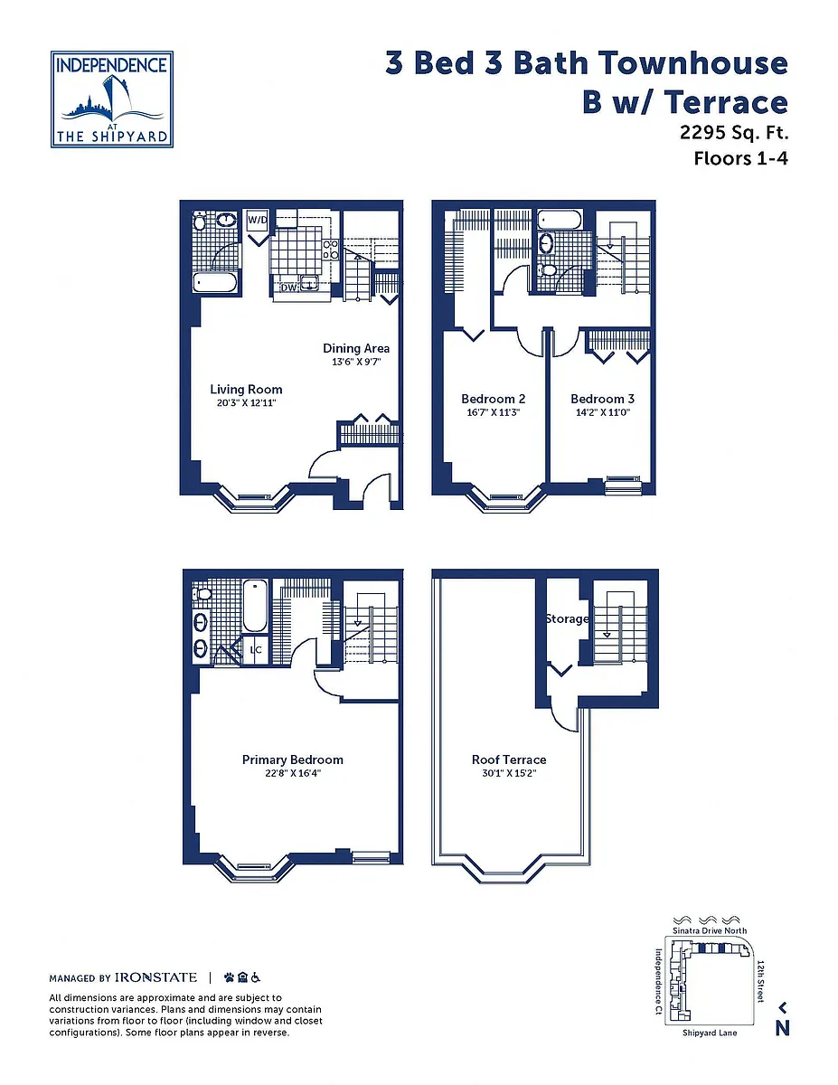 Floor plan 3 Bed 3 Bath Townhouse B With Terrace