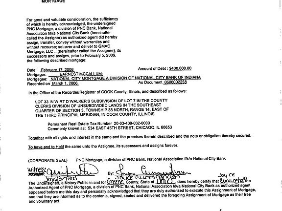 Assignment of mortgage to GMAC Mortgage