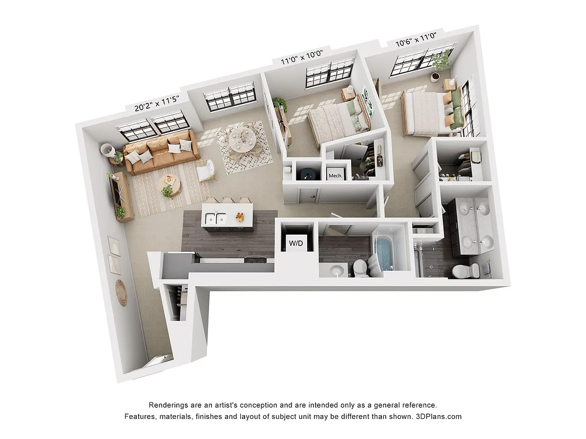 Floor plan 2-Bedroom 2-Bathroom | 1,084 sqft