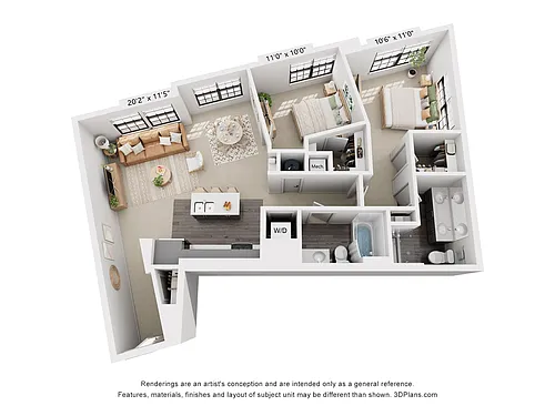 Floor plan 2-Bedroom 2-Bathroom | 1,084 sqft