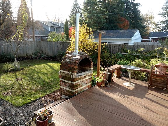 Backyard, deck, fire pit from Kitchen