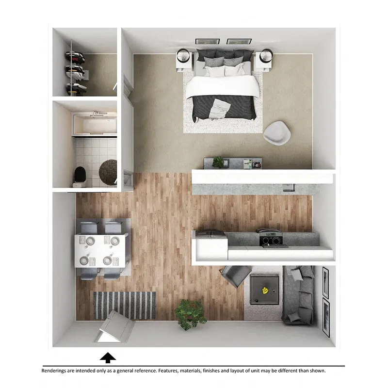 Floor plan 1 Bedroom | 1 Bathroom Burban