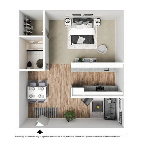 Floor plan 1 Bedroom | 1 Bathroom Burban