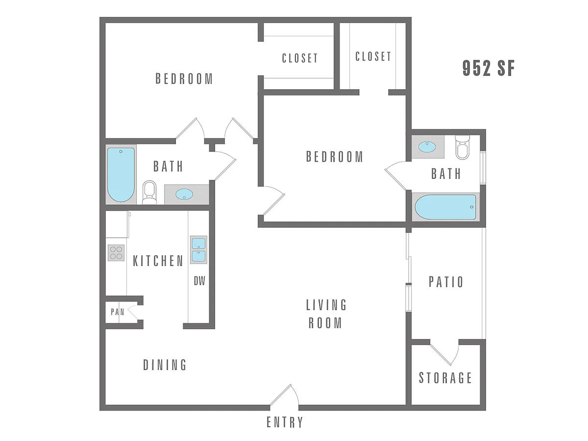 Floor plan 2 Bedroom 2 Bath
