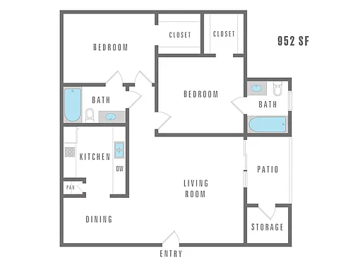 Floor plan 2 Bedroom 2 Bath