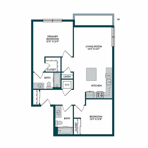 Floor plan 2BR 2BA A