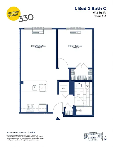 Floor plan 1 Bed 1 Bath C
