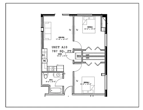 Floor plan 2 Bedroom 1 Bath