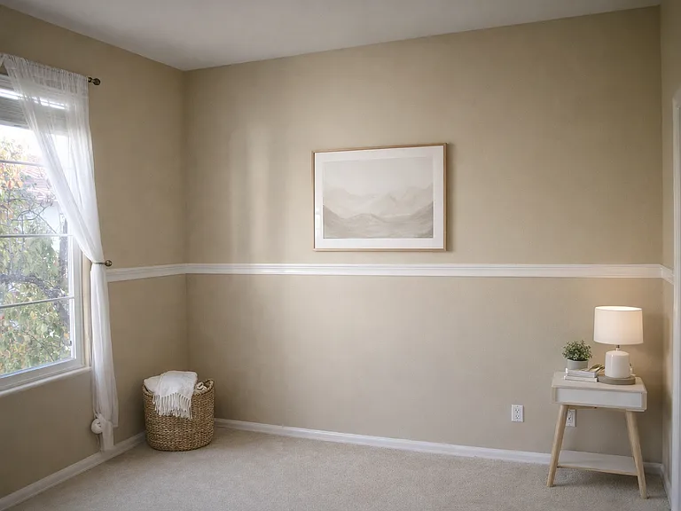 Comfortable bedroom with natural light and flexible layout