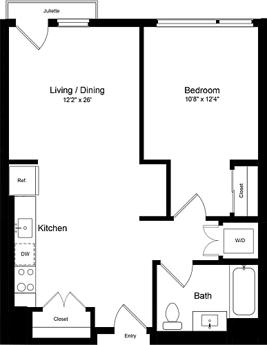 Floor plan 1 Bedroom NJ