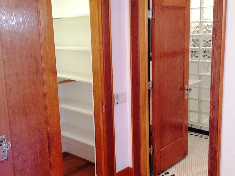 View of bathroom and closet.