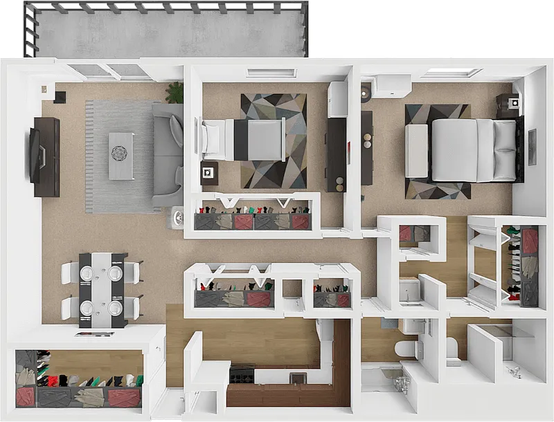 Floor plan Tower Two Bedroom Large