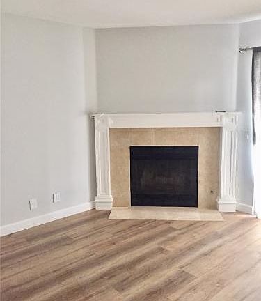 Living room fireplace.