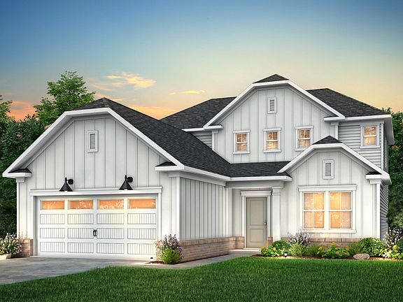 Hartwell Exterior CR103 features siding, brick, covered front door and 2 car garage