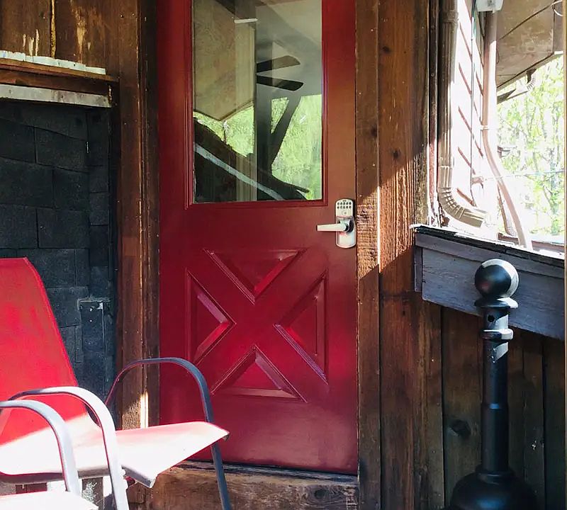 Main entrance to home. Key code locks.