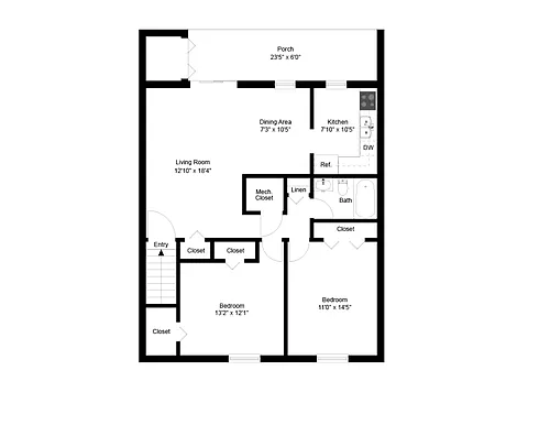 Floor plan Two Bedroom 2nd Floor
