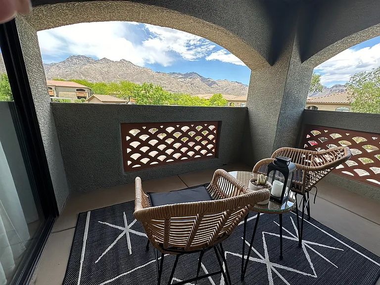VERANDA - Bistro set to enjoy morning coffee or evening glass of wine, enjoy birds, and beautiful view